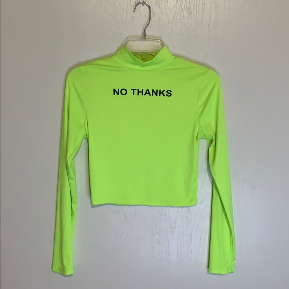 Neon green long sleeve cropped top